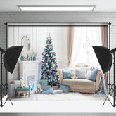 Lofaris Hell Blau Zimmer Sofa Weihnachten Baum Hintergrund